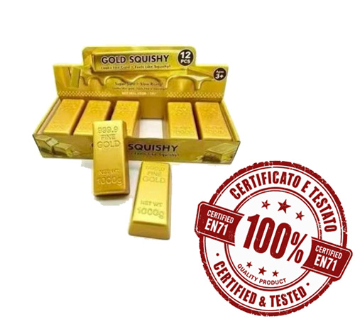 SQUISHY Gold Bar (Lingotto d’oro) 13cm In espo da 12pz…x12…x288